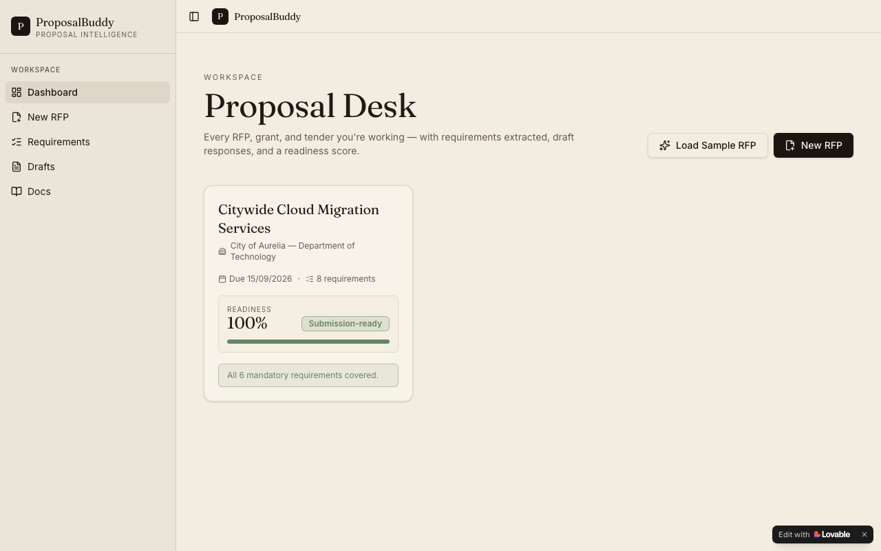 ProposalBuddy — screenshot
