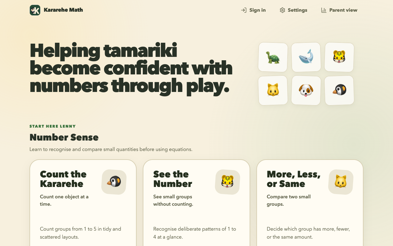 Kararehe Math — screenshot