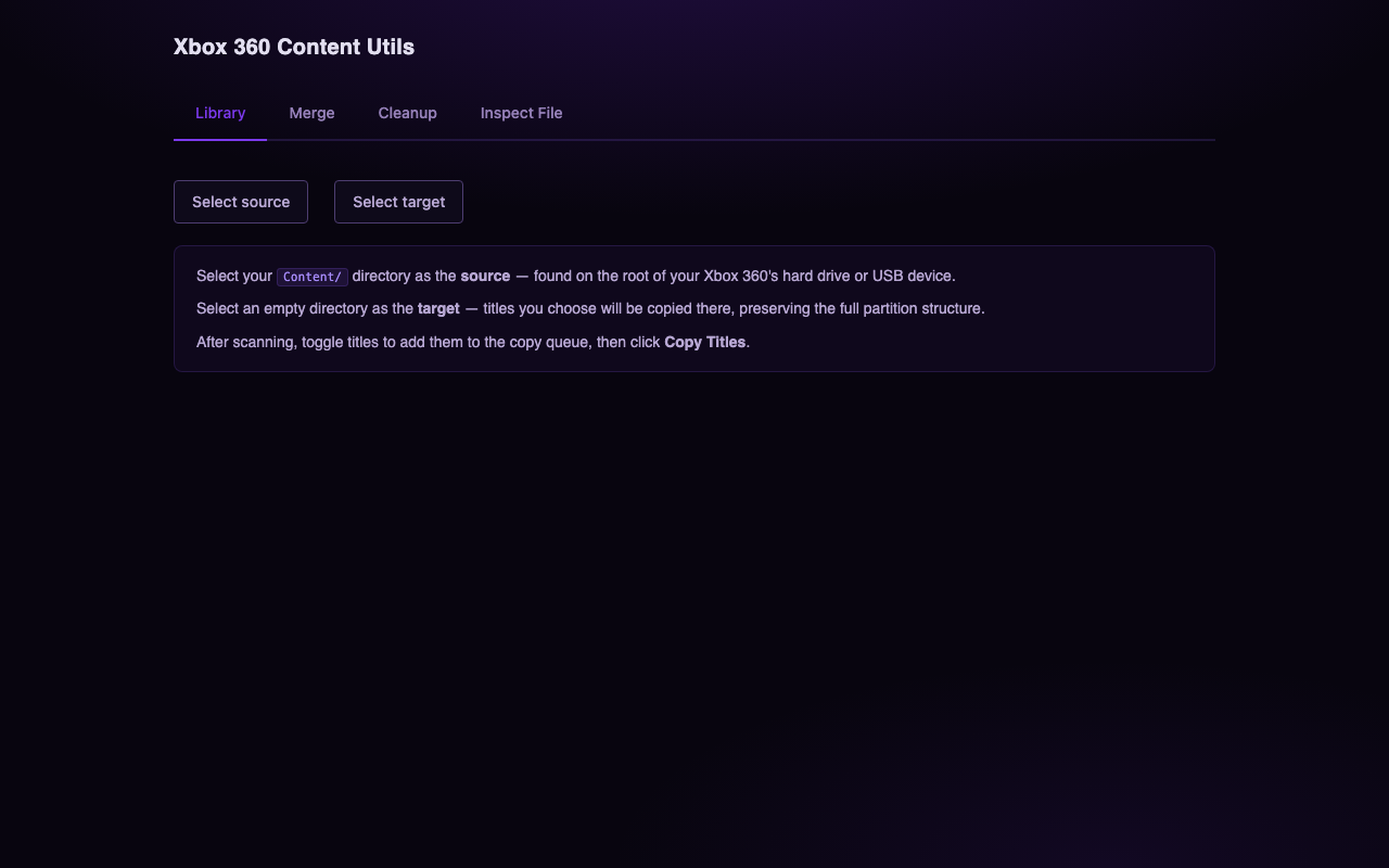 Xbox 360 Content Utils — screenshot