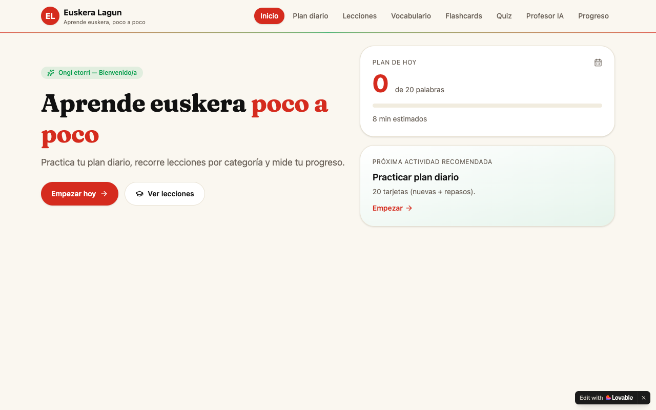 Euskera Lagun — screenshot