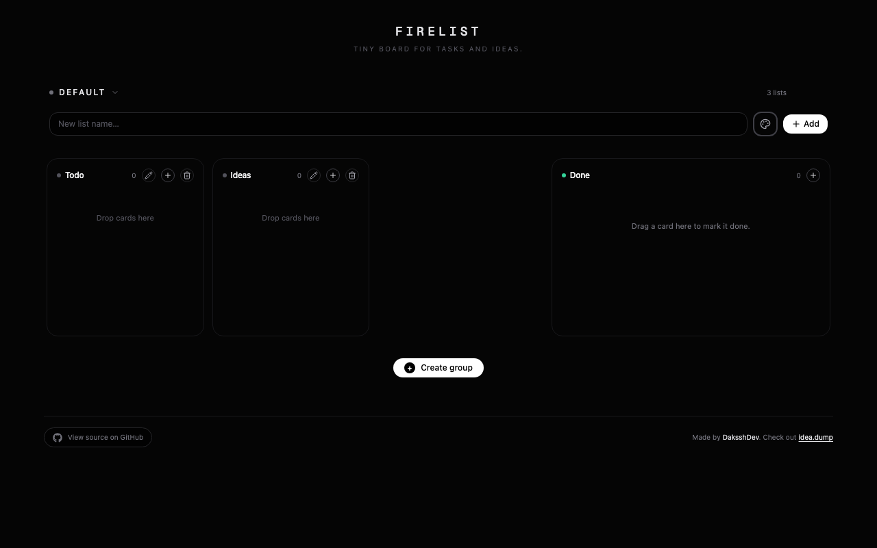 Firelist — screenshot