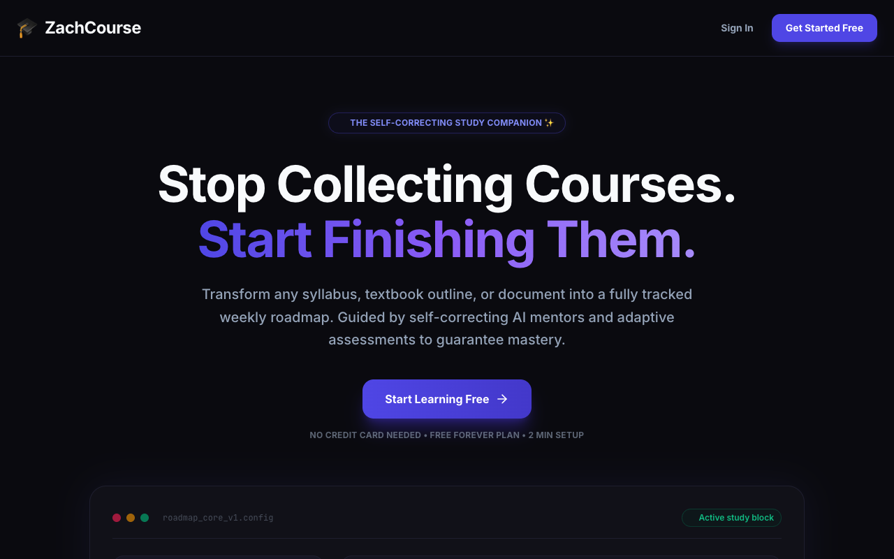 ZachCourse — screenshot