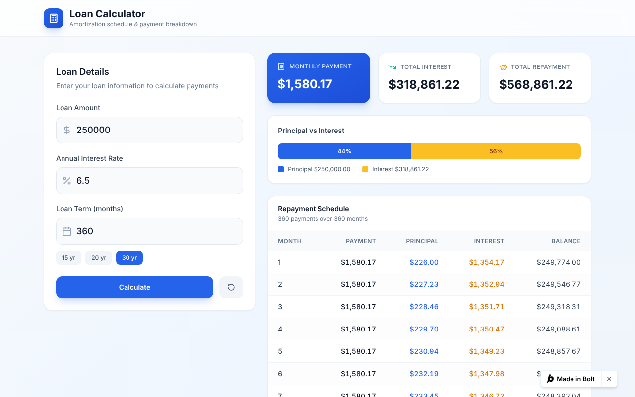 Loan Calculator — screenshot