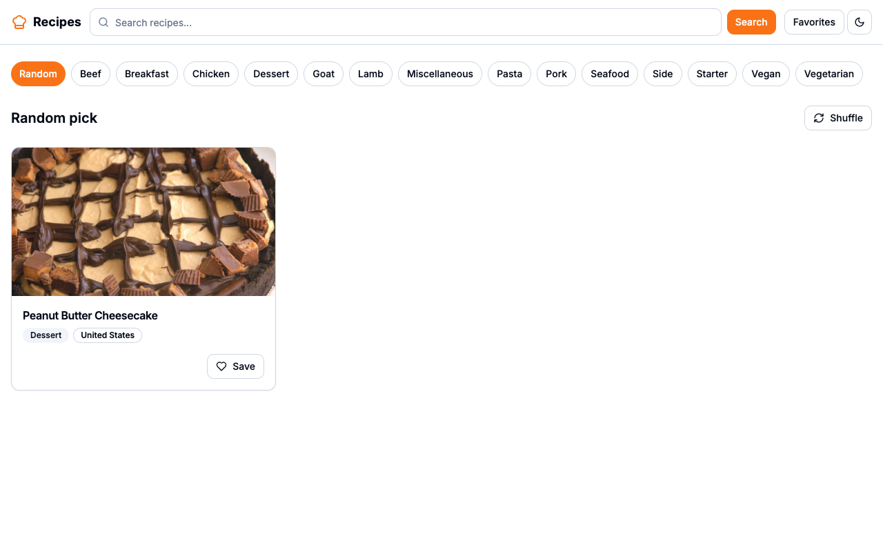 Recipes PWA — screenshot