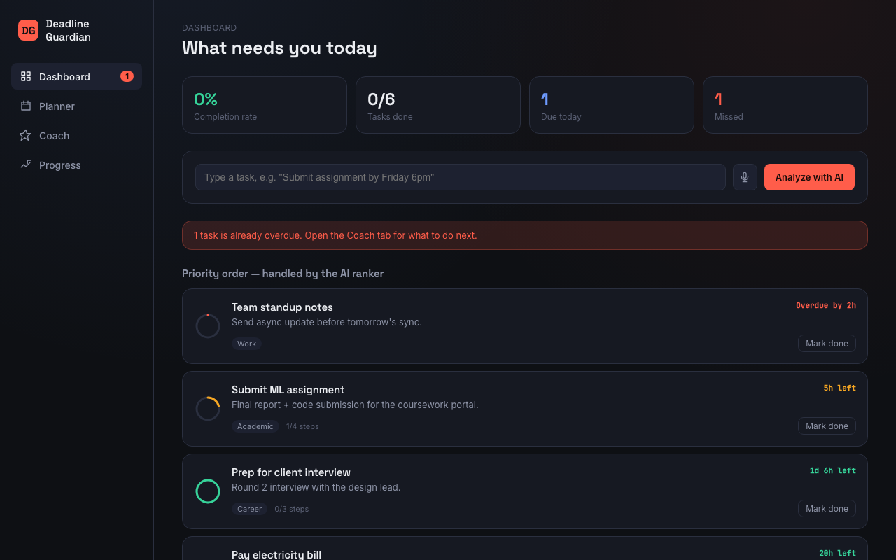Deadline Guardian AI — screenshot