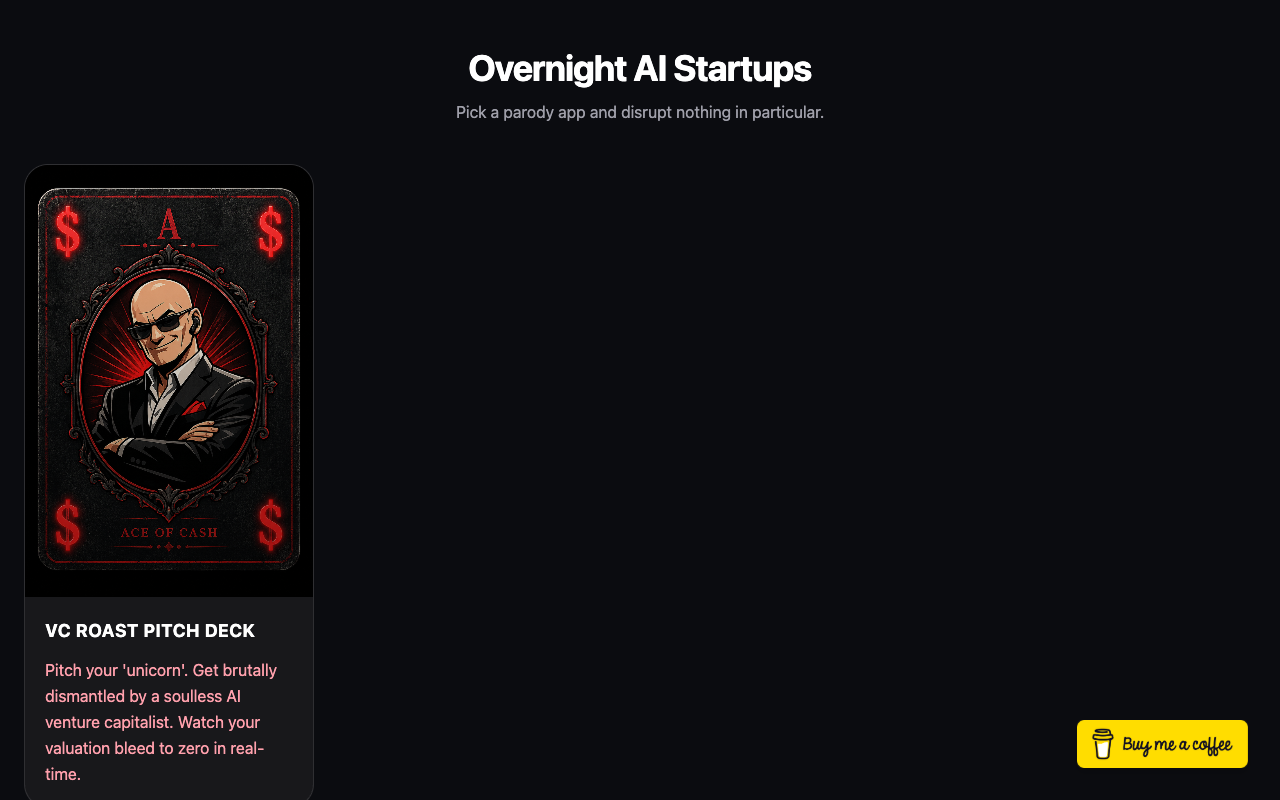 Overnight AI Startup — screenshot