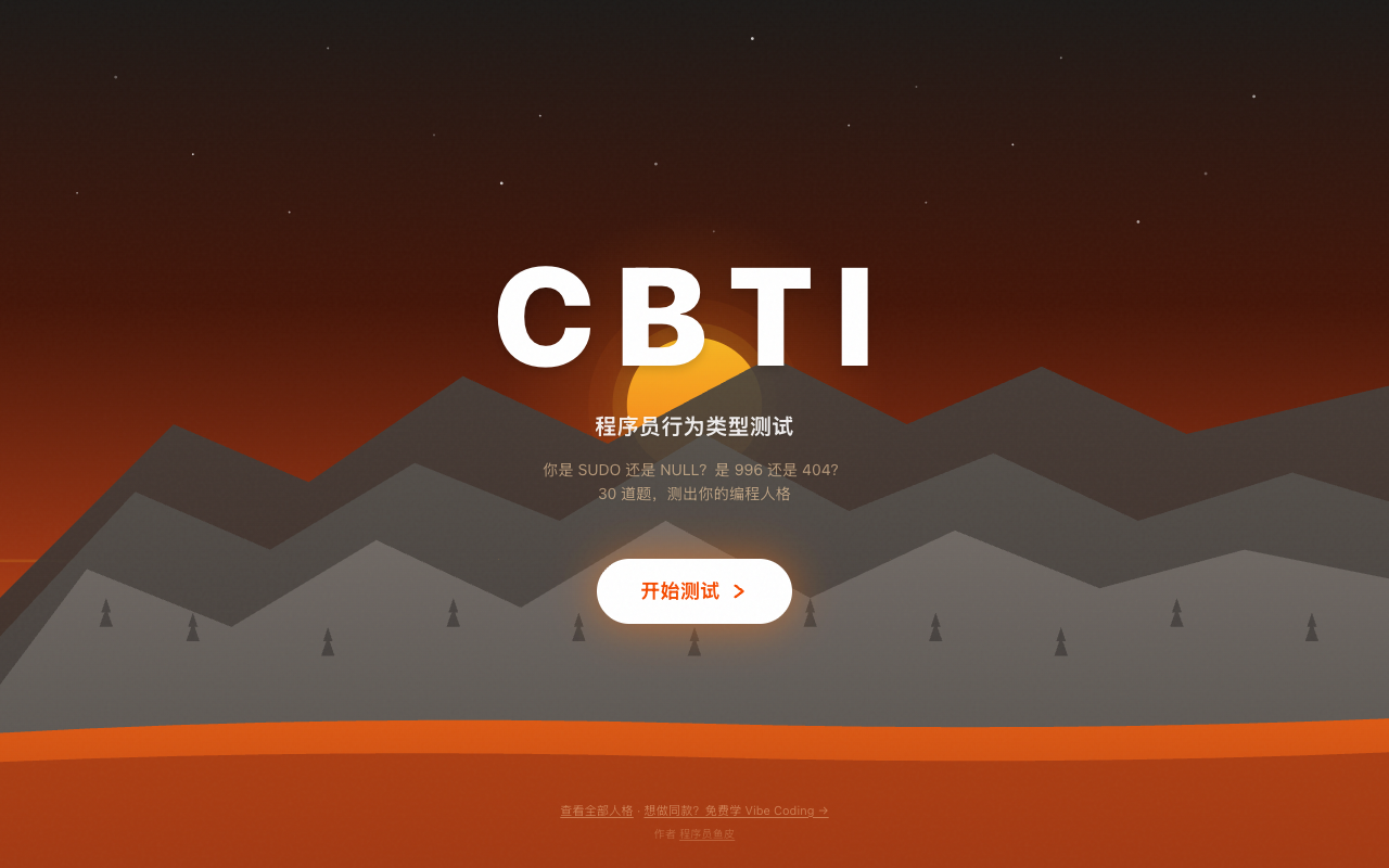 CBTI Coder Behavior Type Test — screenshot