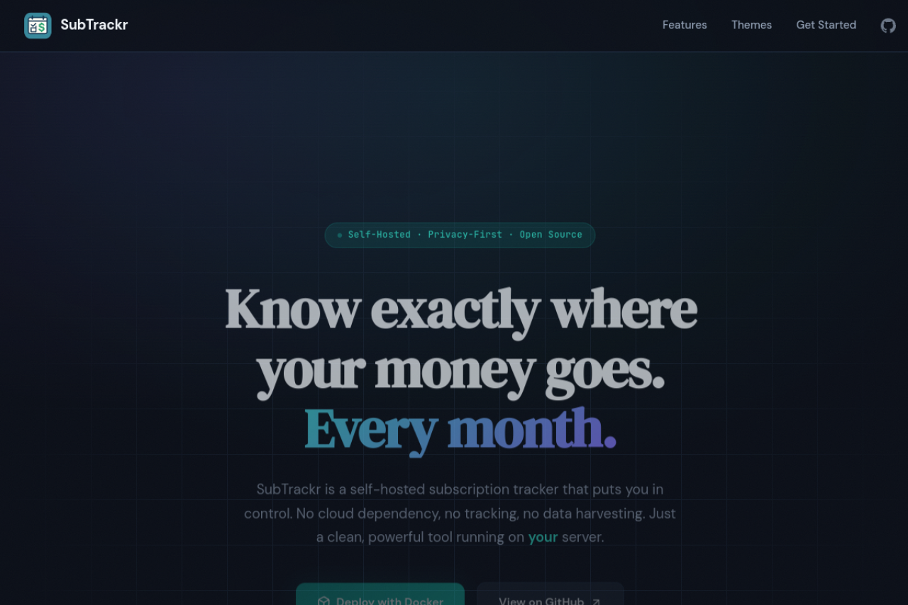 Subtrackr screenshot