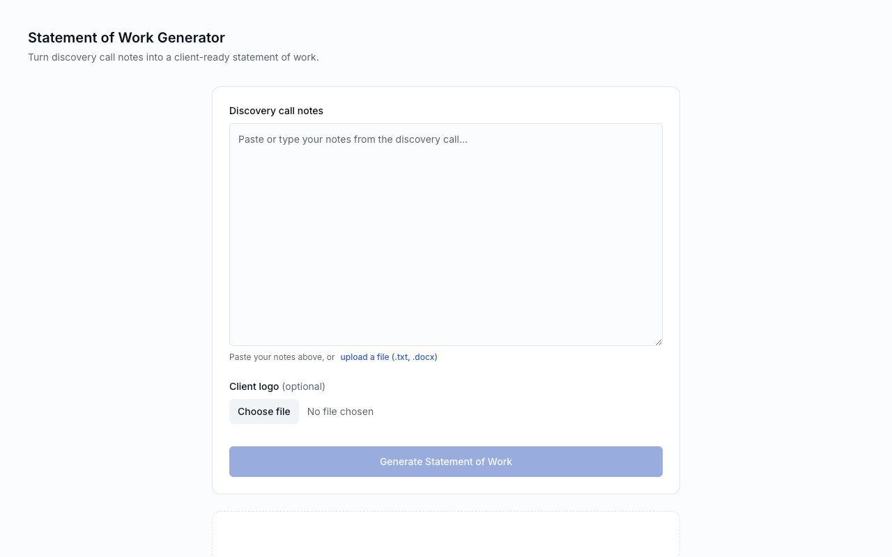 Statement of Work Generator — screenshot